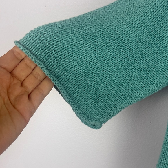 J. Jill Beachy Resort Wear Cotton Blend Teal Short Sleeve Medium Knit Hoodie - Picture 5 of 11